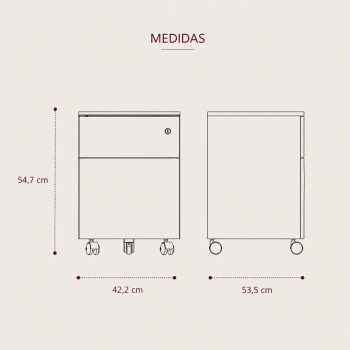 Cajonera metálica con ruedas de 1 cajón y archivo | Laoficinaonline