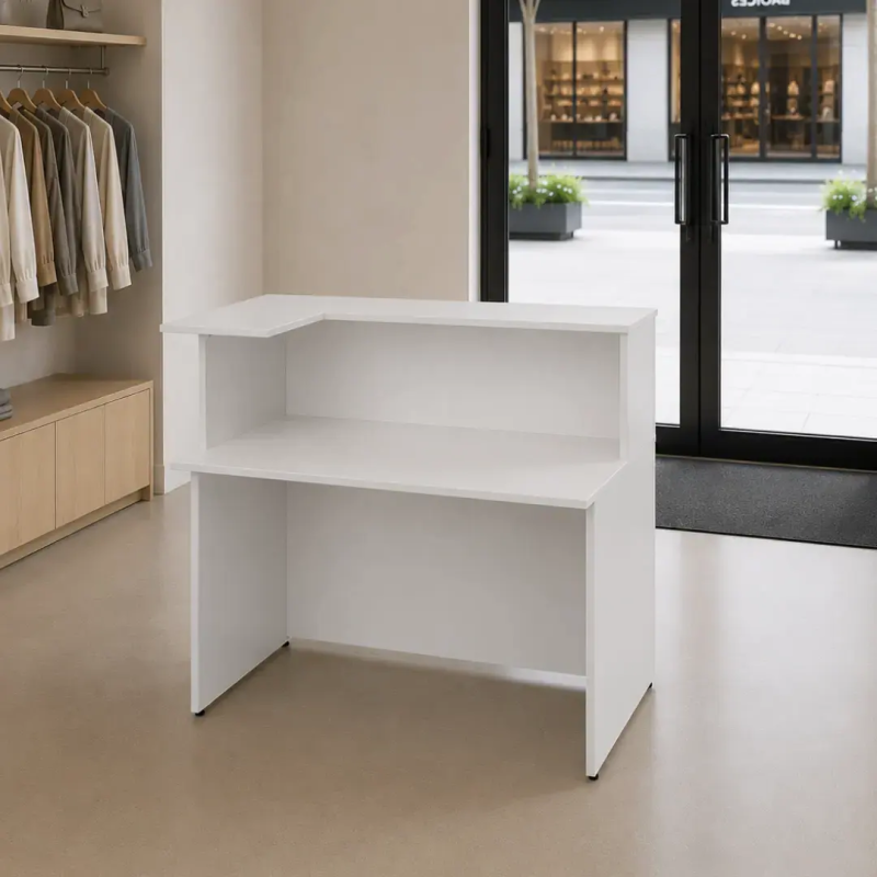 Mostrador recepcion barato Basic para esquina de JGorbe en blanco