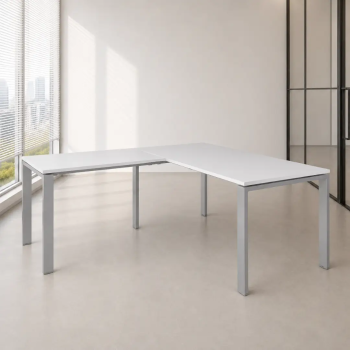 Escritorio en forma de L serie Pórtico con envío express en BLANCO