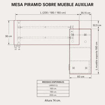 Mesa de despacho Piramid con mueble auxiliar | Laoficinaonline