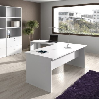 Mesa escritorio oficina con ala auxiliar de JGorbe en color blanco