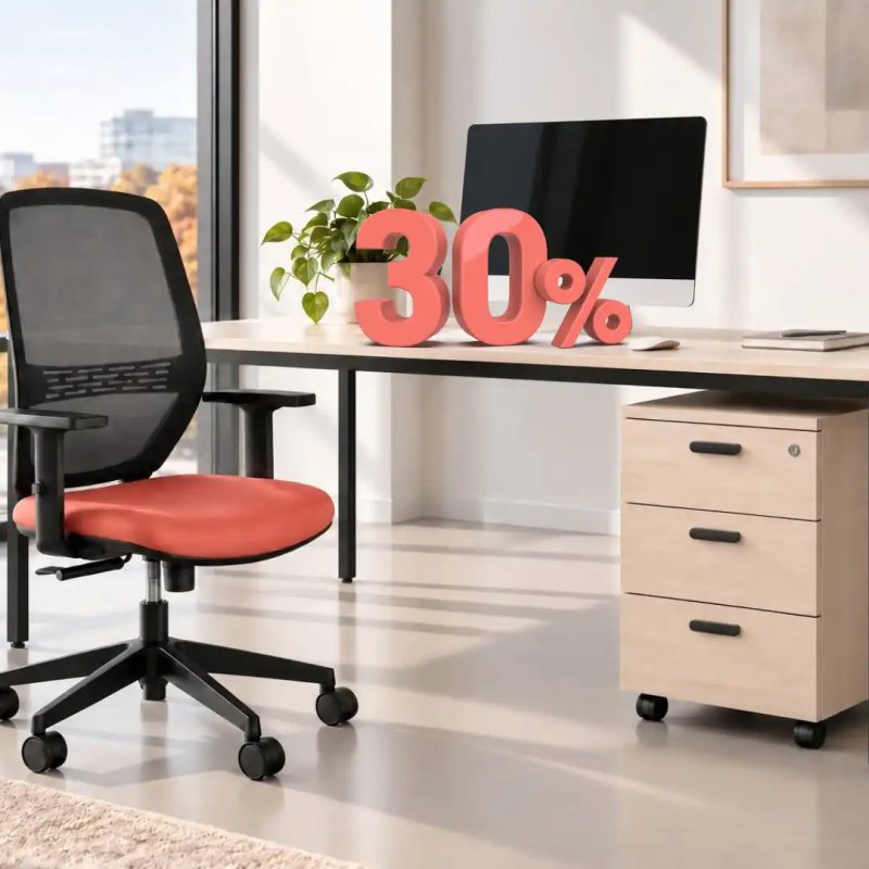 PACK MUEBLES OFICINA OFERTA BLACK FRIDAY. MESA LINE CON SILLA DE OFICINA Y CAJONERA.