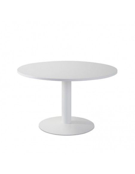 Mesa de reunión redonda operativa en blanco