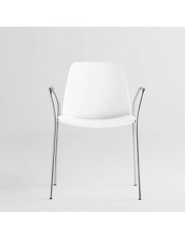 Silla confidente con brazos blancas Unnia de Inclass
