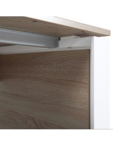 Mesa despacho con mueble auxiliar serie Omega de JGorbe en olmo y blanco
