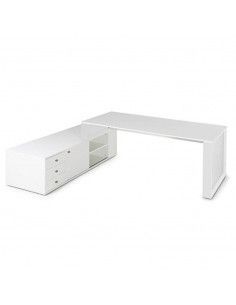 Mesa despacho con mueble auxiliar serie Omega de JGorbe en blanco 2