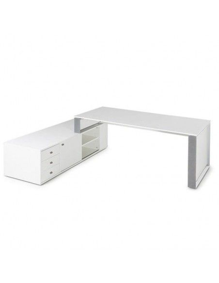 Mesa despacho con mueble auxiliar serie Omega de JGorbe en blanco