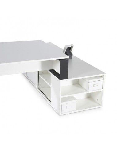 Mesa despacho con mueble auxiliar serie Omega de JGorbe en blanco