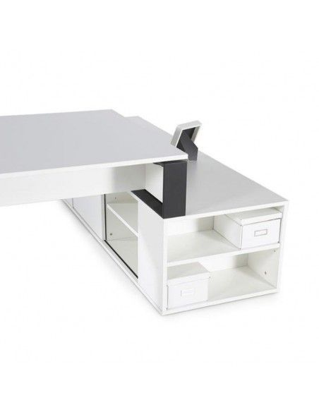 Mesa despacho con mueble auxiliar serie Omega de JGorbe en blanco