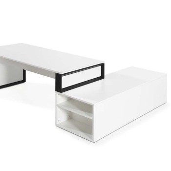 Mesa despacho con mueble auxiliar serie Omega de JGorbe en blanco