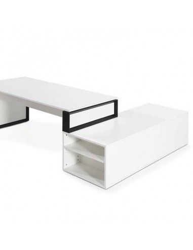 Mesa despacho con mueble auxiliar serie Omega de JGorbe en blanco