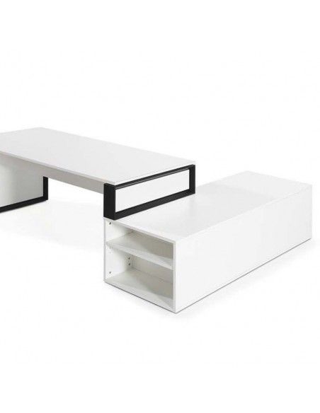 Mesa despacho con mueble auxiliar serie Omega de JGorbe en blanco