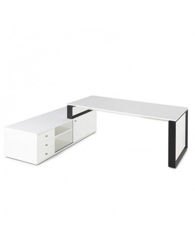 Mesa despacho con mueble auxiliar serie Omega de JGorbe en blanco
