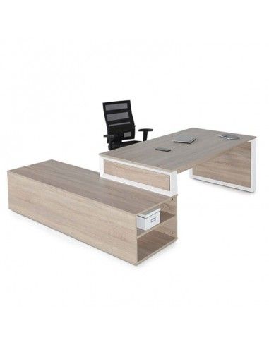 Mesa despacho con mueble auxiliar serie Omega de JGorbe en olmo
