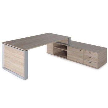Mesa despacho con mueble auxiliar serie Omega de JGorbe en olmo