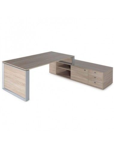 Mesa despacho con mueble auxiliar serie Omega de JGorbe en olmo