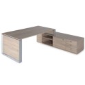 Mesa despacho con mueble auxiliar serie Omega de JGorbe en olmo