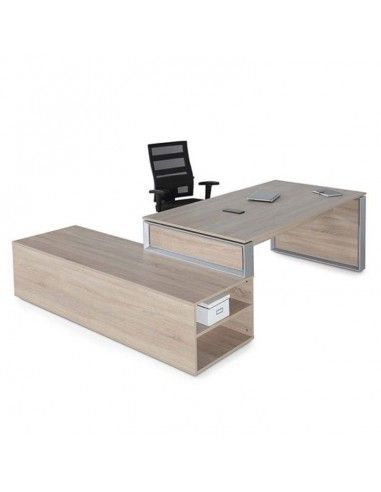 Mesa despacho con mueble auxiliar serie Omega de JGorbe en olmo