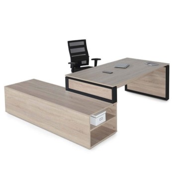 Mesa despacho con mueble auxiliar serie Omega de JGorbe en olmo