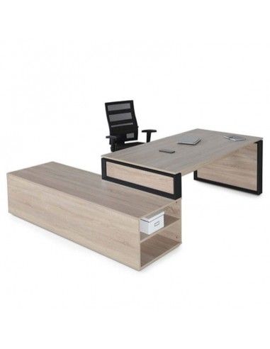 Mesa despacho con mueble auxiliar serie Omega de JGorbe en olmo