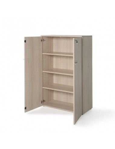 Armario oficina con puertas, cerradura y estantes de JGorbe en color acacia Armario oficina con puertas, cerradura y estantes de JGorbe en color acacia
