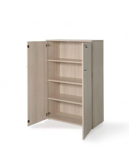 Armario oficina con puertas, cerradura y estantes de JGorbe en color acacia Armario oficina con puertas, cerradura y estantes de JGorbe en color acacia