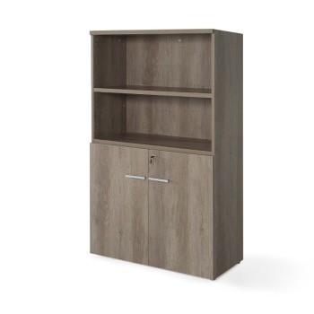 Armario oficina de madera con puertas bajas, cerradura y estantes de JGorbe en color nebraska
