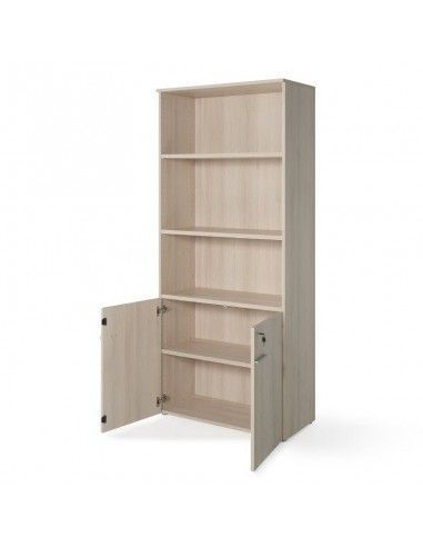 Armario de oficina con puertas bajas, cerradura y estantes de JGorbe en color acacia