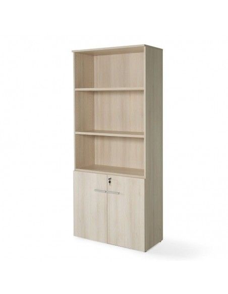 Armario de oficina con puertas bajas, cerradura y estantes de JGorbe en color acacia