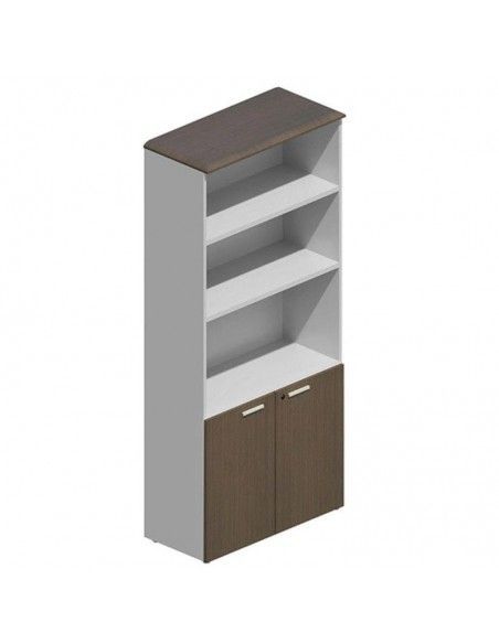 Mueble de oficina alto con puertas bajas de JGorbe en nogal oscuro