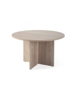 Mesa de reunión ovalada con tablero de madera a medida