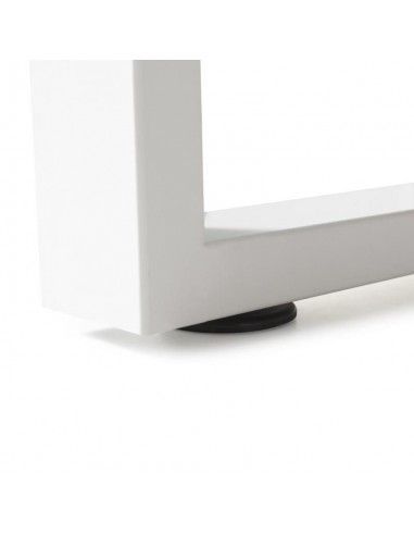 Detalle pata con nivelador de mesa oficina multipuesto Skala de JGorbe en color blanco Detalle pata con nivelador de mesa oficina multipuesto Skala de JGorbe en color blanco