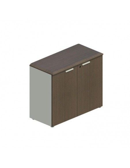 Armarios de oficina bajos serie Benelux y Líder de JGorbe en nogal oscuro