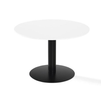 Mesa de reunión redonda operativa en blanco