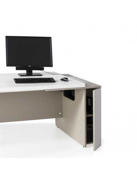 Detalle armario mesa despacho G3 de JGorbe en blanco y arena