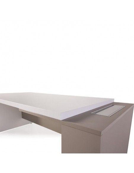 Detalles mesa despacho G3 de JGorbe en blanco y arena