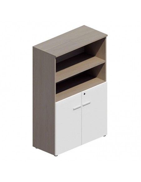 Armario oficina madera mediano serie G3 de jgorbe en olmo y blanco