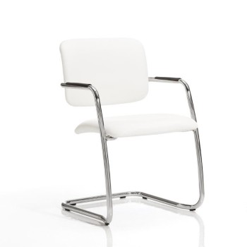 Silla confidente modelo Confident de Dileoffice en polipiel blanca