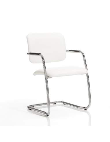 Silla confidente modelo Confident de Dileoffice en polipiel blanca Silla confidente modelo Confident de Dileoffice en polipiel blanca
