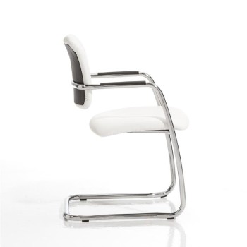 Silla confidente modelo Confident de Dileoffice en polipiel blanca