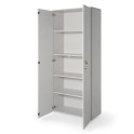 Armario oficina con llave alto de madera de JGorbe con cerradura y estantes en color gris claro