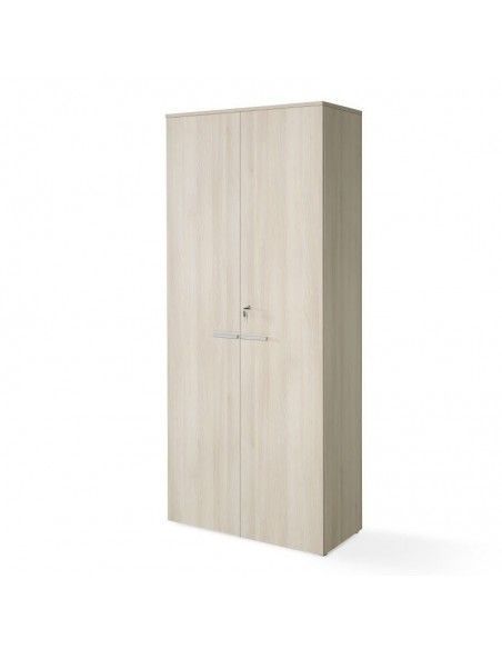 Armario oficina con llave alto de madera de JGorbe con cerradura y estantes en color acacia