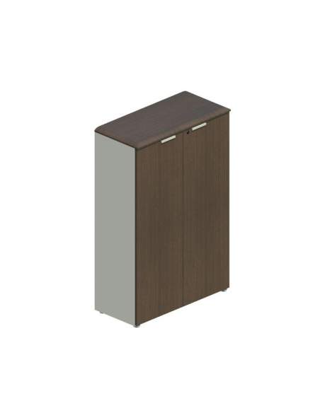 Armarios oficina con puertas y cerradura para series Líder y Benelux de JGorbe en nogal oscuro