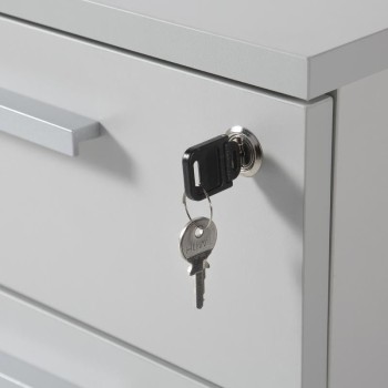 detalle cerradura cajonera escritorio de 3 cajones de JGorbe