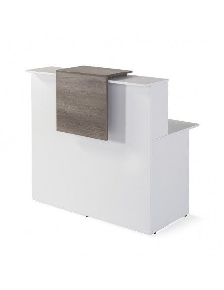 Mostrador recepcion blanco Basic de JGorbe en 120 cm. ancho con panel decorativo nebraska