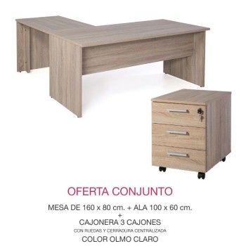 Oferta muebles oficina mesa escritorio, ala y cajonera