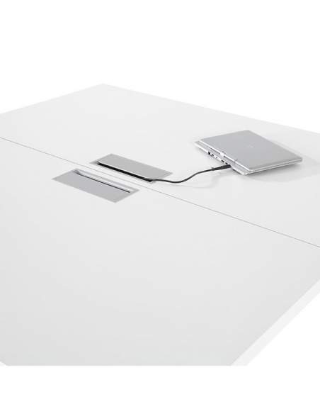 Pasacables de mesa reuniones rectangular serie G3 de Jgorbe en blanco Pasacables de mesa reuniones rectangular serie G3 de Jgorbe en blanco