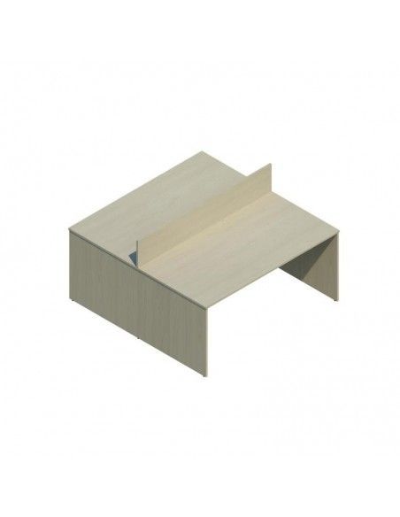 Mesa oficina multipuesto con separador de JGorbe en color olmo claro Mesa oficina multipuesto con separador de JGorbe en color olmo claro