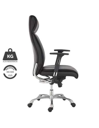 Silla de dirección piel negra. Modelo Moscú. Silla reforzada para personas de gran constitución. Silla de dirección piel negra. Modelo Moscú. Silla reforzada para personas de gran constitución.