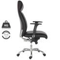 Silla de dirección piel negra. Modelo Moscú. Silla reforzada para personas de gran constitución.